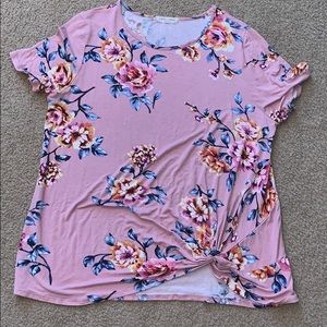 Cute floral front knott twist top